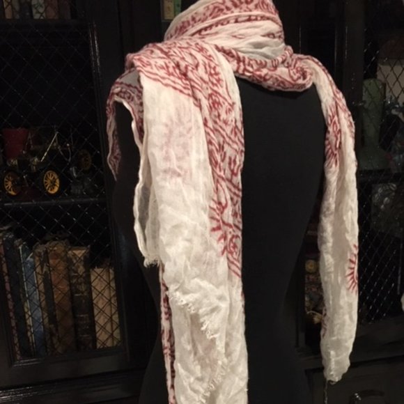 **Lovely Hindi Scarf from India Beliefs & Ideals Symbols Natural Fibers 35"x 76" - Picture 4 of 16